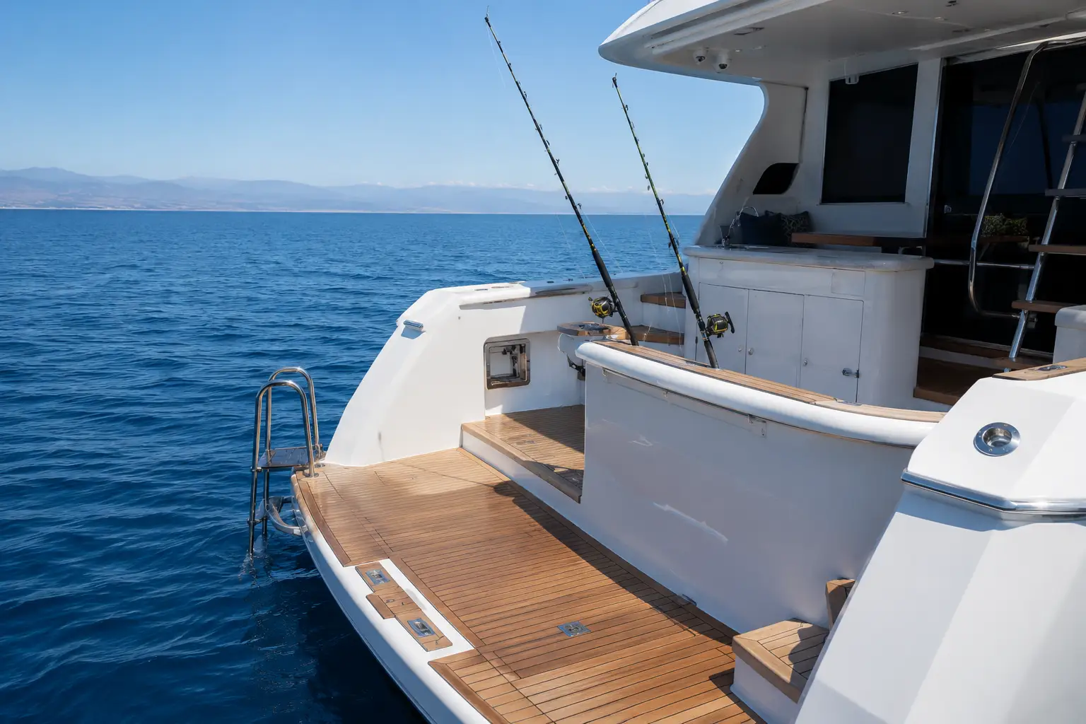 After swim platform and fishing area aboard The Mariner 62 yacht